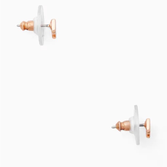 New Kate Spade Signature Spade Mini Rose gold Studs - Picture 3 of 8